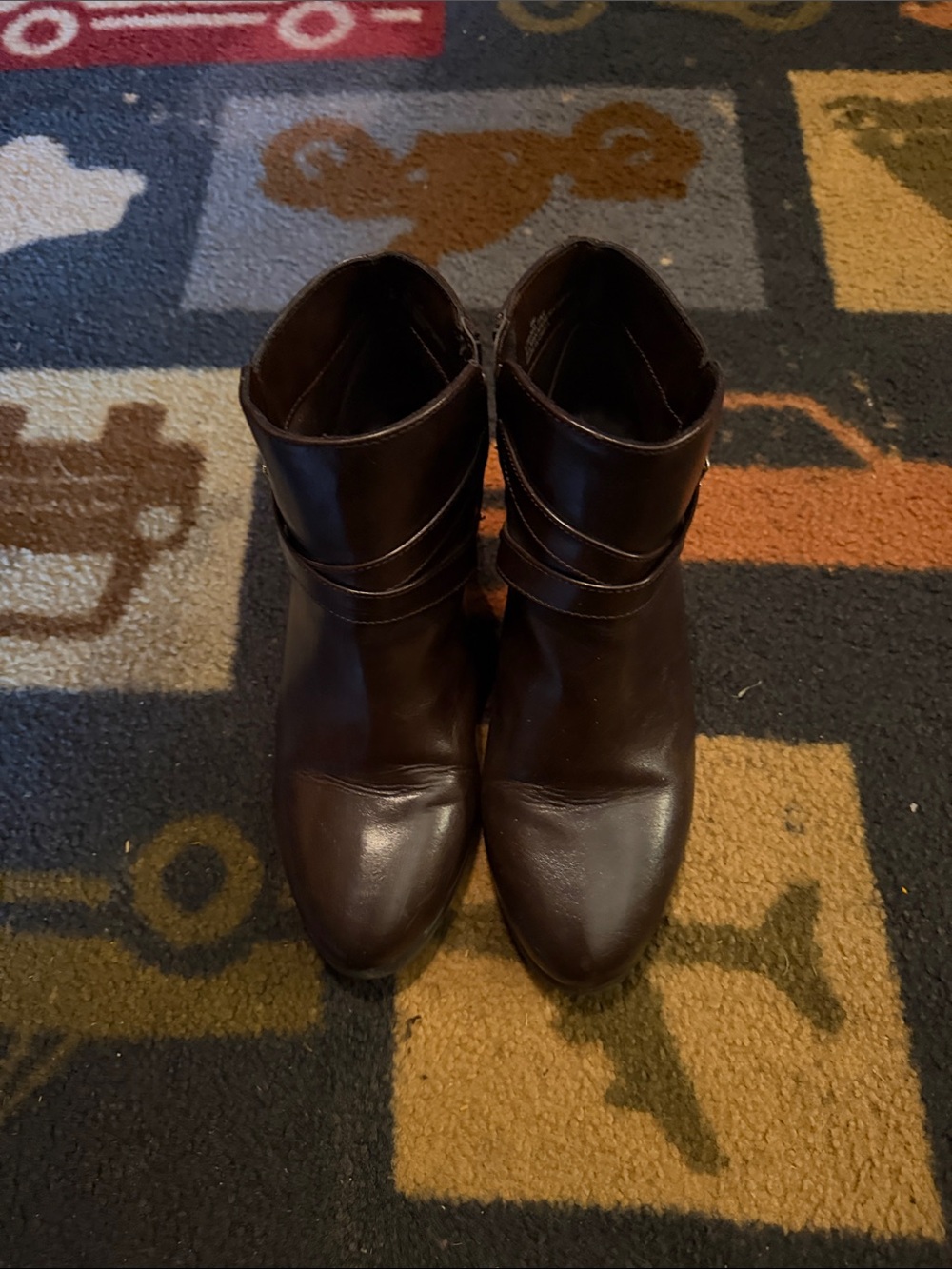 AEROSOLES Brown Leather Ankle Booties with Wrap Strap